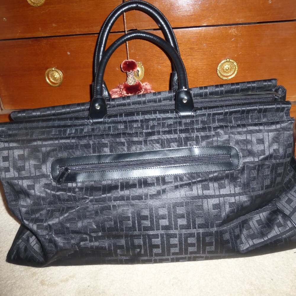 Large Black Travel Hand Luggage with 'F' Motif